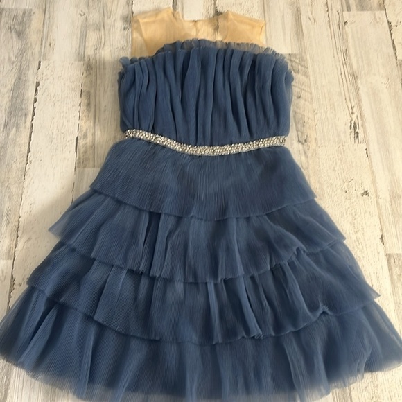 Endless Rose Blue Tulle Tiered Mini Dress With Jeweled Belt Size Small NWT - Picture 3 of 13